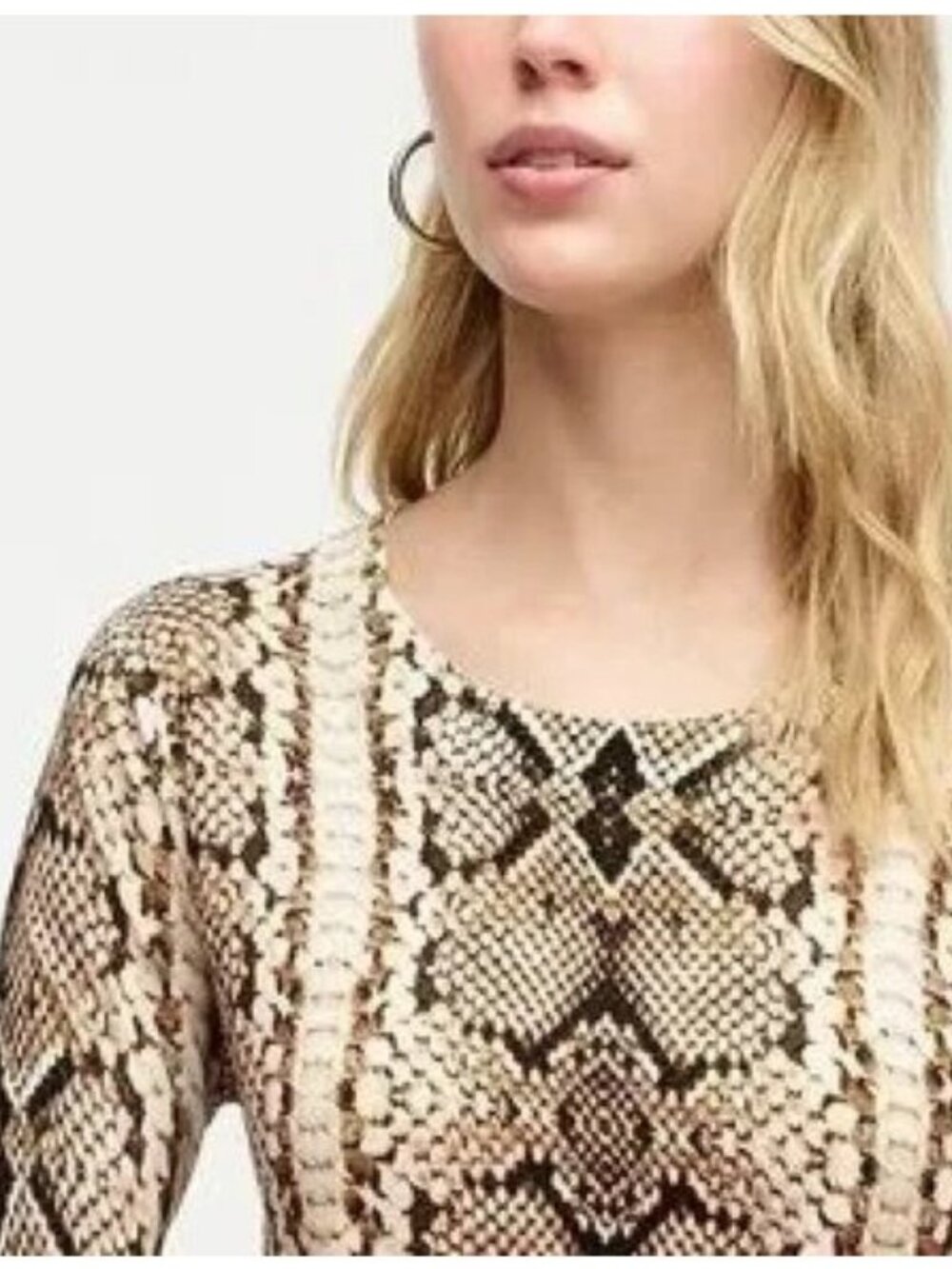 J. Crew Tippi Merino Wool Snake Print Sweater in Caramel Size M - Picture 3 of 8